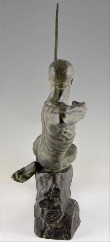 Victor Demanet Art Deco Bronze Sculpture Male Nude Archer Hercules