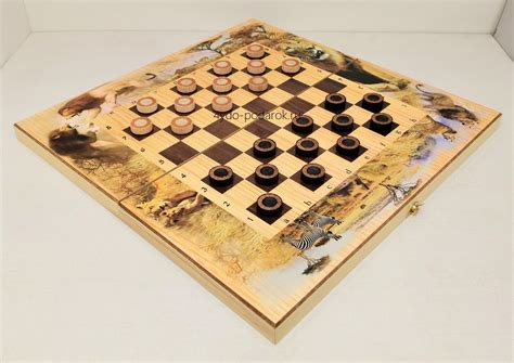 Шахматы, шашки, нарды "Сафари" с фишками ручной росписи. « Каталог