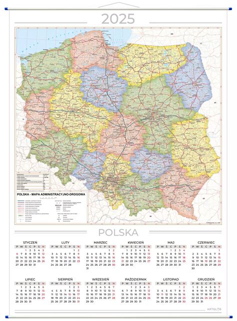 Kalendarz Na Z Map Polska Administracyjno Drogowa X Cm