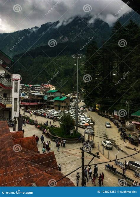 mall road  manali stock image image  station manali