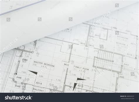 Architectural Drawing Paper Rolls Dwelling Construction Stock Photo ...