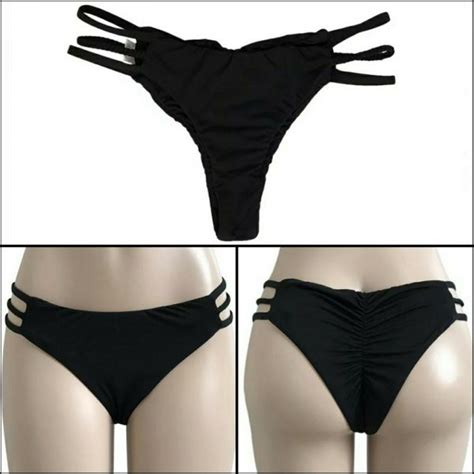 Damen Badeslip Bikini Unterteil Frauen Badehose Mit Schn Re Schwarz