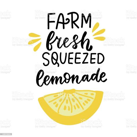 Farm Fresh Squeezed Lemonade Quote With Lemon Slice Hand Lettering Farm