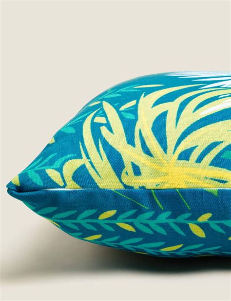 Set Of 2 Leaf Print Outdoor Cushions Mands