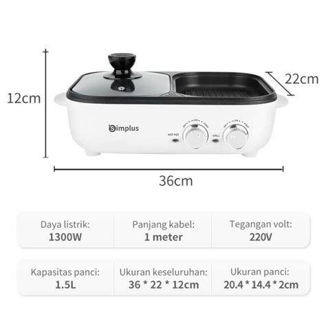 Jual Simplus Panci Listrik Hot Pot Bbq Serbaguna In Wajan Alat Satuan Shopee Indonesia