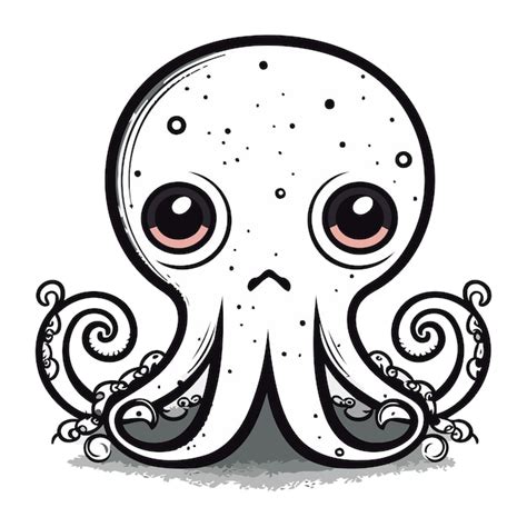 Schöne zeichentrickfilm octopus vektor illustration isoliert auf weißem