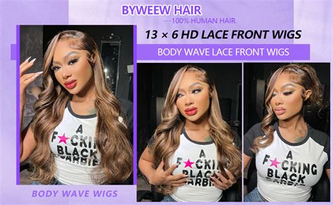 Amazon BYWEEW Honey Blonde Ombre Lace Front Wig Human Hair Highlight Body Wave 13X6 Lace