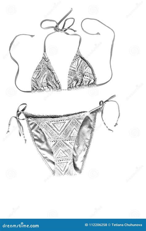 Knitted Beach Bikini Isolated On White Background Stock Photo Image