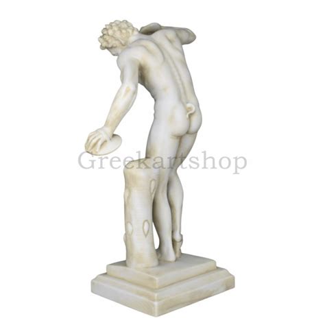 Dancing Satyr Faun With Cymbals Nude Male Greek Roman Statue Sculpture Cast Marble Museum Copy