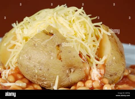 Jacket Potato With Cheese And Beans Stock Photo Alamy