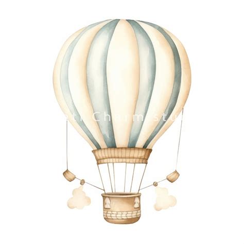 Watercolor Hot Air Balloons Clipart Nursery Wall Decor Baby Boy Clipart High Quality Jpgs