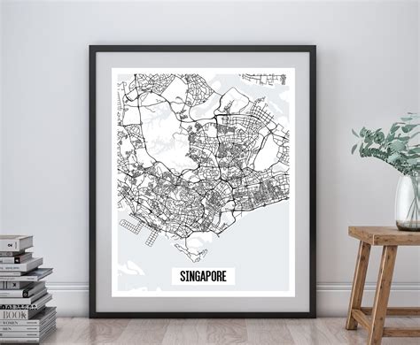 Singapore Printable Map Singapore City Map Art Asia Map Etsy