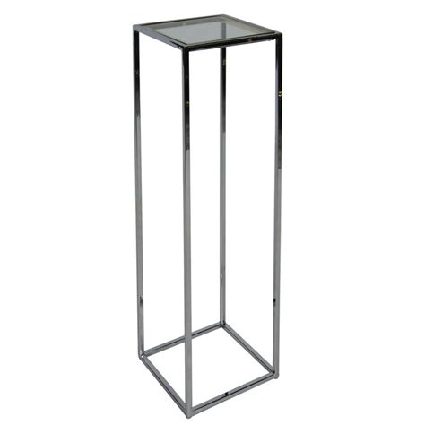 Chrome Pedestal With Brass Trim In The Style Of Milo Baughman For Sale