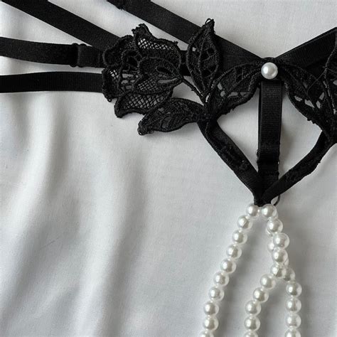 Pearl Thong Pearled Crotchless Panties Open Crotch Panties Crotchless Lingerie Pearl Panty