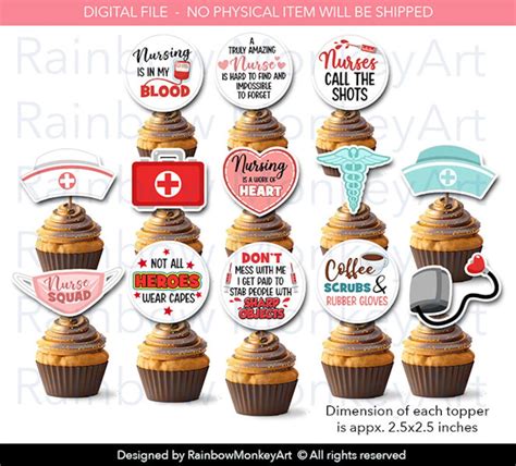 Printable Nurse Cupcake Topper Funny Nurse Cupcake Topper Nurse