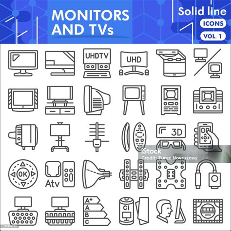 kumpulan ikon monitor  saluran tv koleksi simbol aksesori tv
