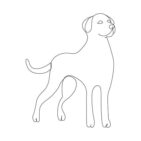 continuous single  drawing  dog outline vector art illustration