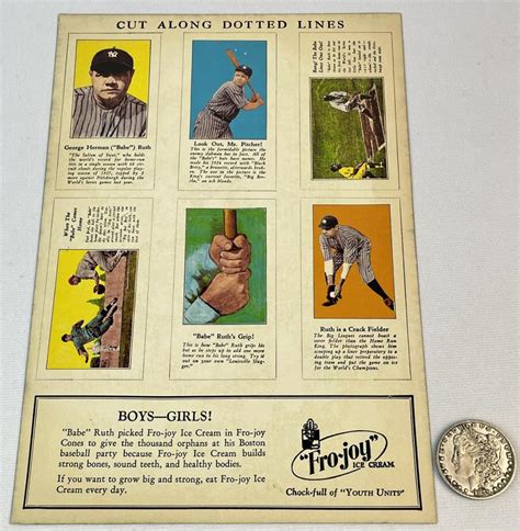 Sold At Auction Vintage Babe Ruth Fro Joy Ice Cream Cones Advertisement Cut Out Baseball Cards