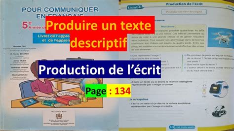 unité 4 production de l écrit Produire un texte 5ême année primaire