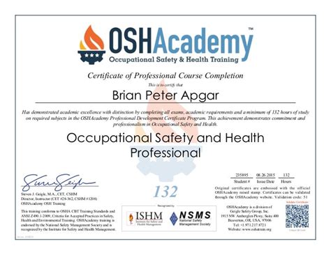 Occupational Safety And Health Professional Certificate