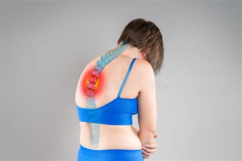 Lumbar Intervertebral Spine Hernia Woman With Back Pain At Home