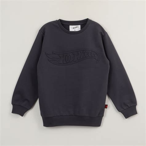 POLERON CERRADO NIÑO RELIEVE EMBOSS NEGRO HOT WHEELS