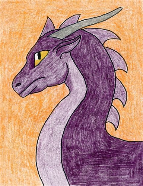 Easy How to Draw a Dragon Head Tutorial and Coloring Page