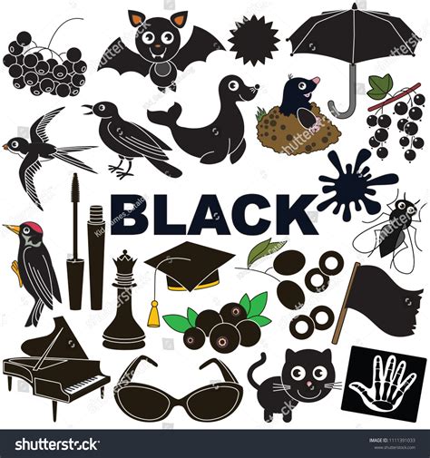 Black Objects Color Elements Set Collection Image Vectorielle De