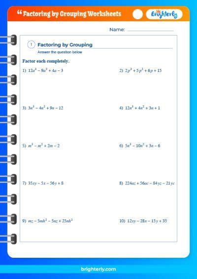 Free Printable Factoring By Grouping Worksheets Pdfs Brighterly