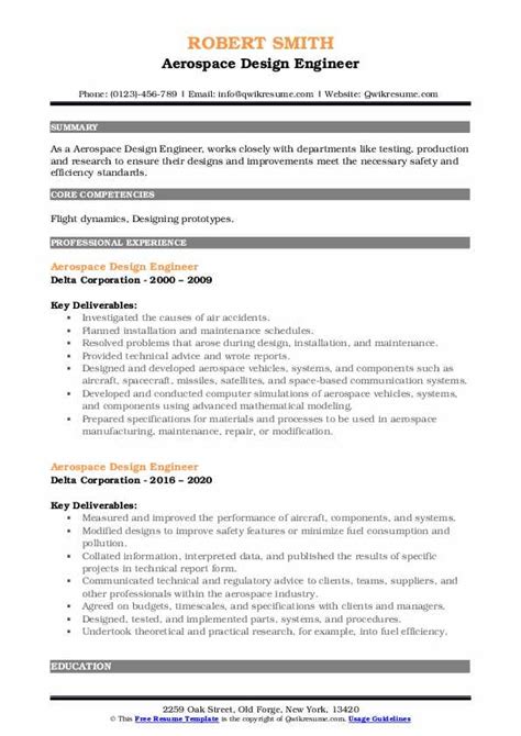 Aerospace Design Engineer Resume Samples | QwikResume