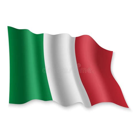 Italy National Flag Waving Isolated White Background Realistic D