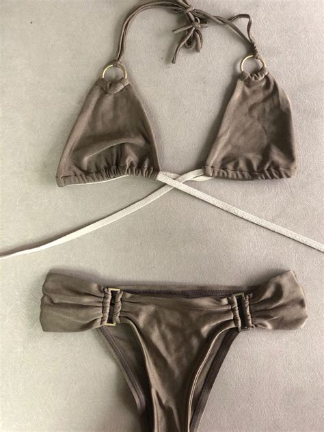 VITAMIN A Taupe And Gold Bikini Set Women S Fashion Swimwear Bikinis Swimsuits On Carousell