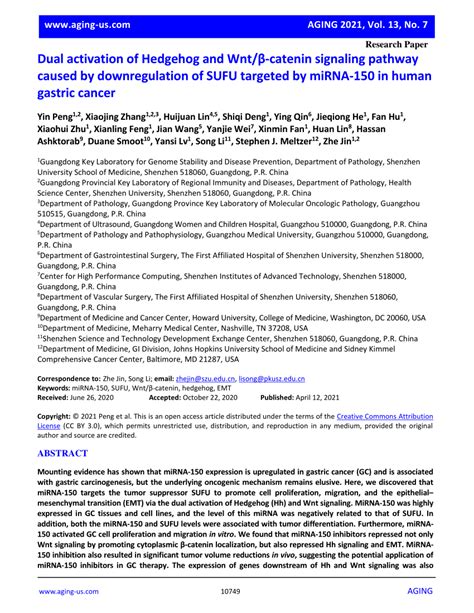 PDF Dual activation of Hedgehog and Wnt β catenin signaling pathway