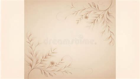 Nude Beige With Delicate Floral Outline And Soft Shadows Copy Space Background Stock