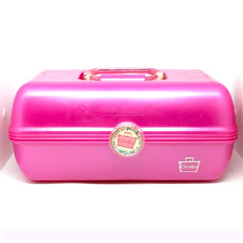 Vintage Caboodle Makeup Organizer Hot Pink Jellies Storage Travel Case Jelly Sparkle Shiny
