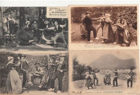 LOT DE 4 cartes postales anciennes old postcards AUVERGNE scènes La