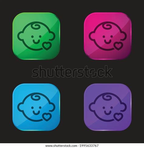 Baby Head Small Heart Outline Four Stock Vector Royalty Free