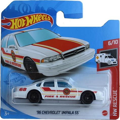 Amazon Hot Wheels Chevrolet Impala Ss Hw Rescue White Short Card Toys Games