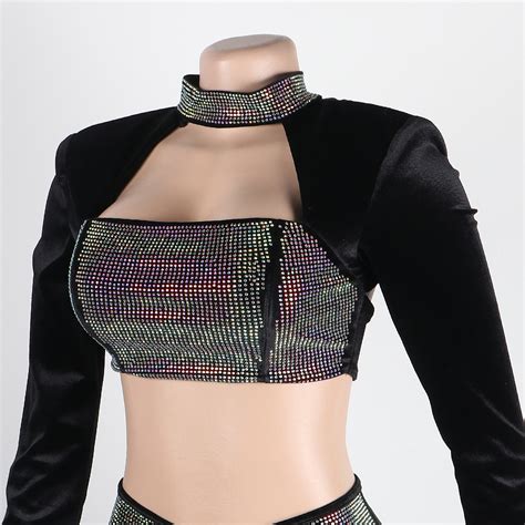 Sexy Splicing Hot Drill Neck Suit