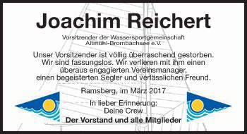 Traueranzeigen Von Joachim Reichert Trauer Nn De