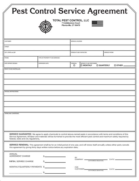 Pest Control Contract Service Agreement 129 American Business Forms And Envelopes