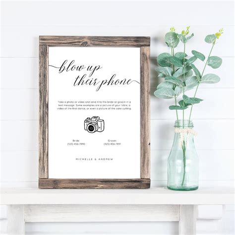 Blow up Their Phone Wedding Sign, Photo Guestbook Template, Take Action