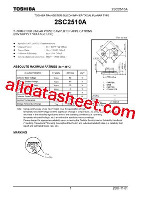 2SC2510A Datasheet(PDF) - Toshiba Semiconductor