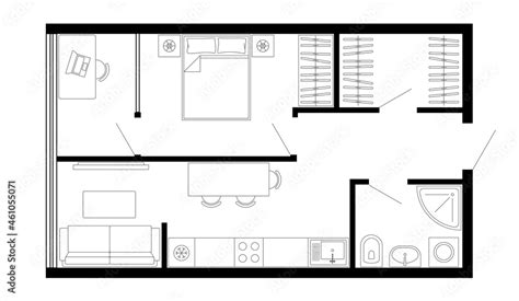 Floor plan of apartment. Vector architecture studio plan of condominium ...