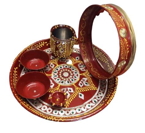 Nishire Fancy Karva Chauth Puja Thali Set Pack Of 6 Designer Karva