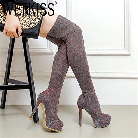 Wetkiss Stretch Thigh High Boot Woman Fashion Lady Sexy Super High