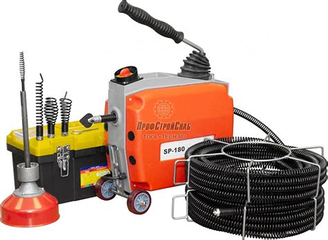Машина для прочистки канализации Crocodile SP-180B Set 22мм×5м×4шт ...