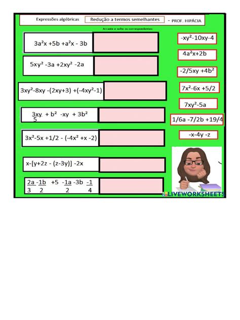 Matematica Atividade Expressoes Algebricas Redução A Termos Semelhantes ...