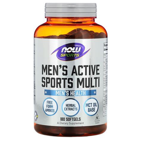 Now Foods, Sports, Men's Active Sports Multi, 180 Softgels - iHerb