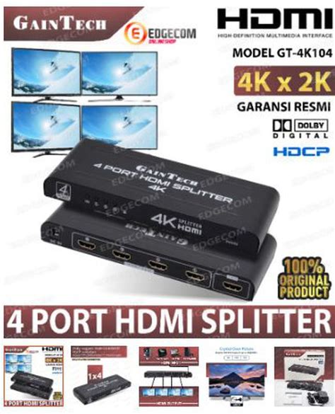 HDMI Splitter 4 Port 1 Input To 4 Output Support 4K GAINTECH